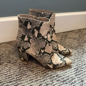 Steve Madden snake print heeled pointed toe booties